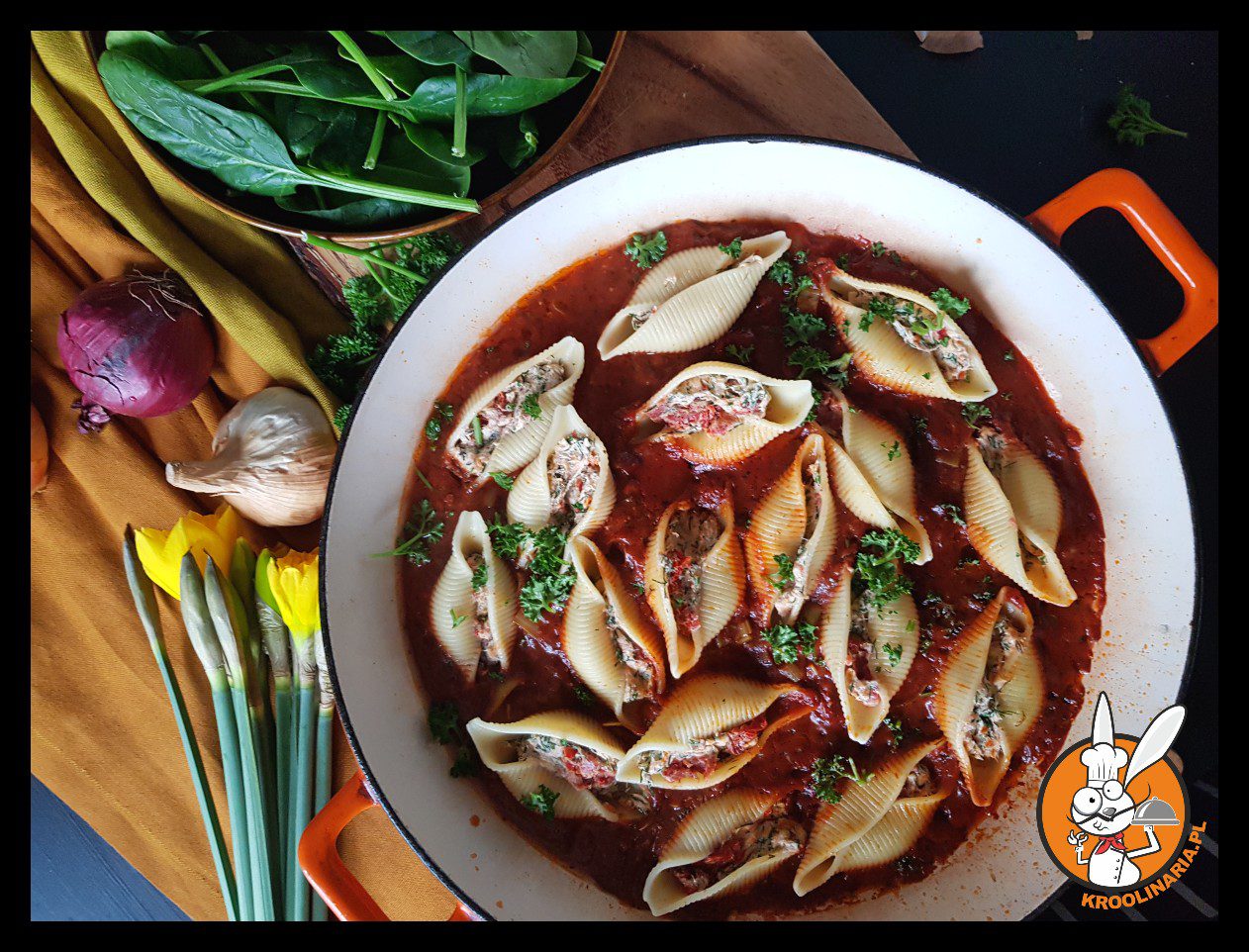 Makaronowe muszle z łososiem