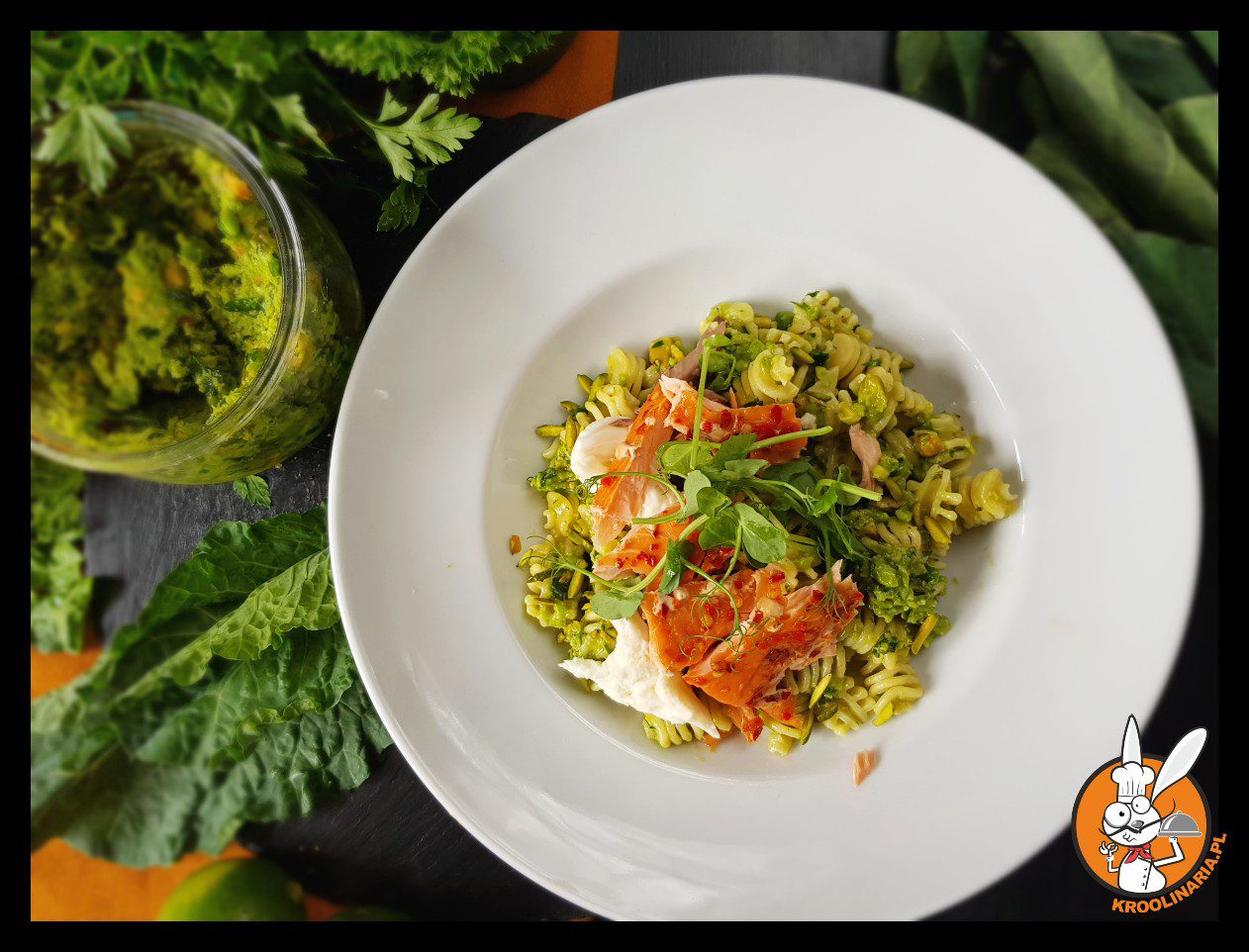 Makaron z groszkowym pesto