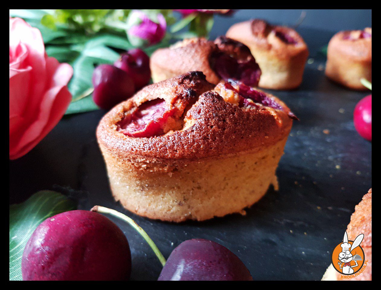 Babeczki pistacjowe friands z czereśniami