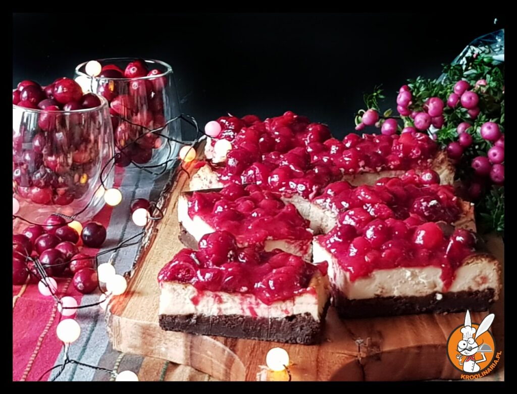 sernikobrownie z żurawiną 