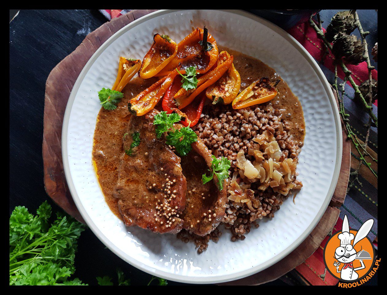 Schab w sosie kawowo musztardowym