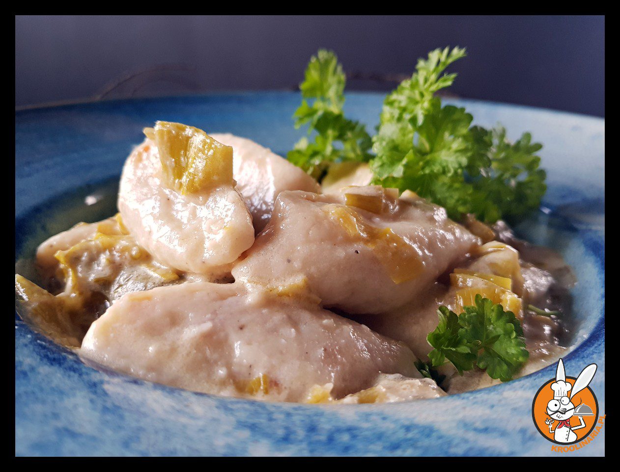 Ruskie kopytka z sosem porowym