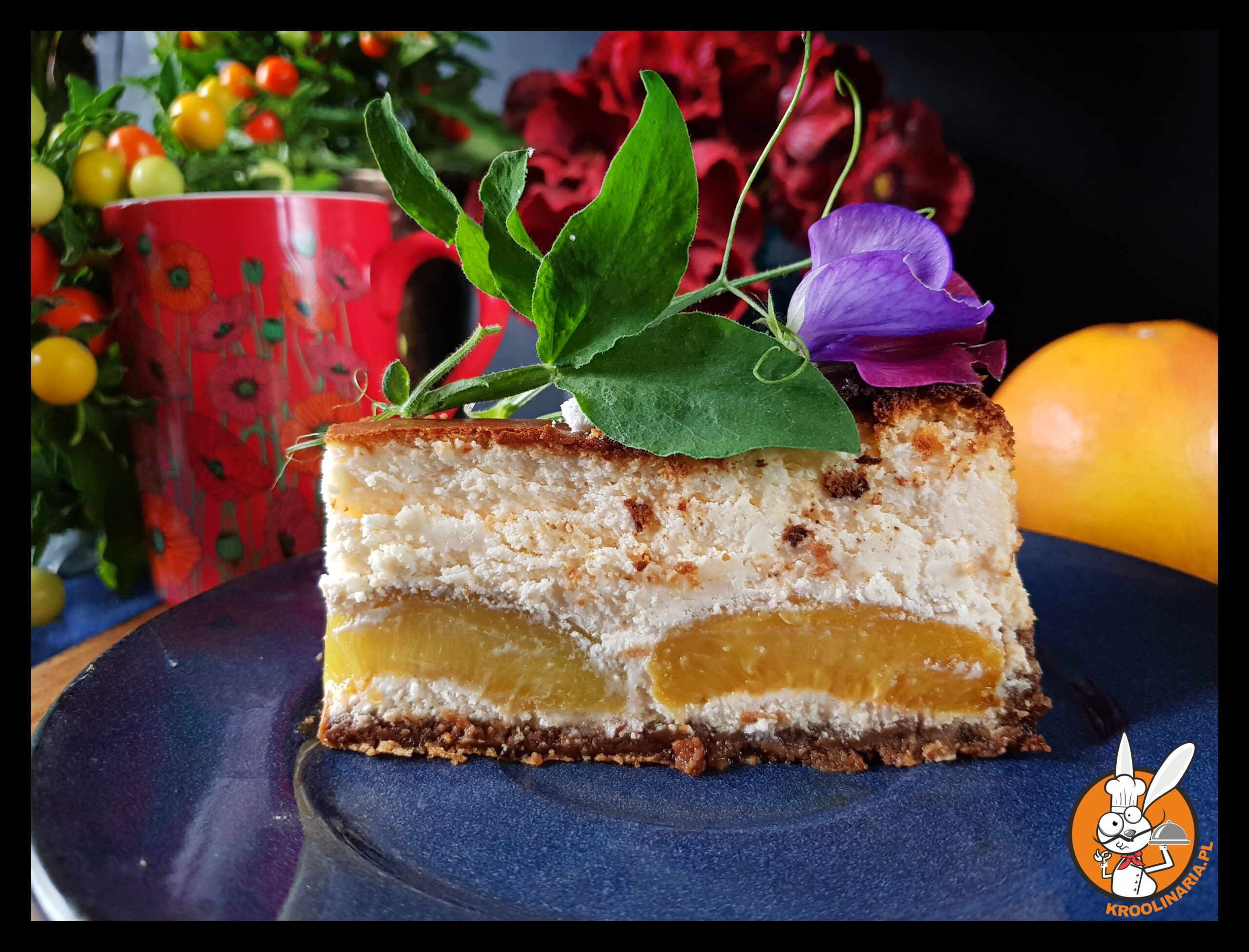 Pieczony sernik z brzoskwiniami