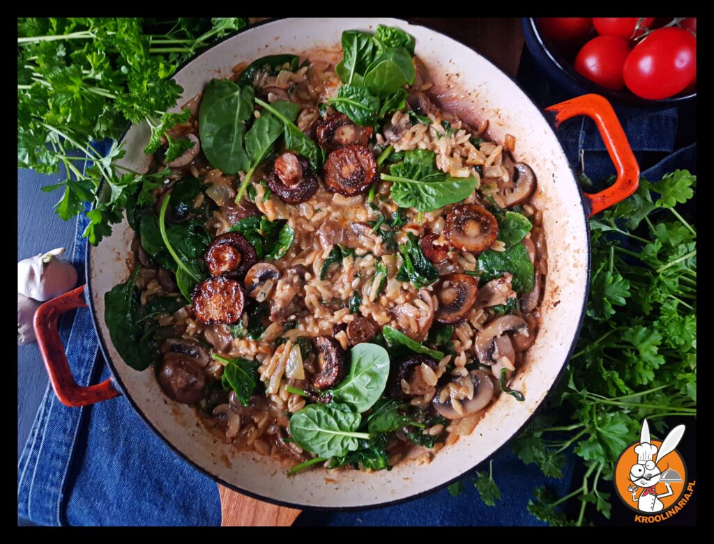 makaron orzo ze szpinakiem 